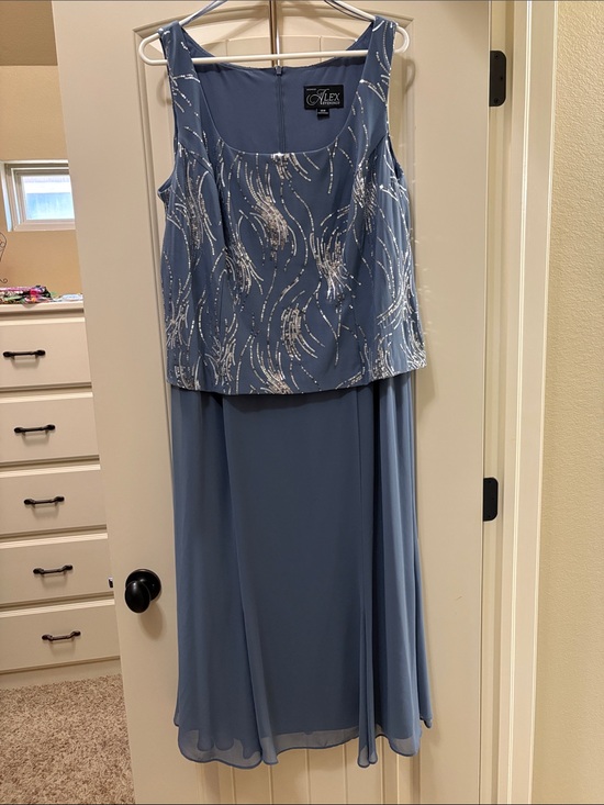 Alex Evenings Dresses & Skirts - Alex Evenings Dusty Blue Beaded Midi Dress